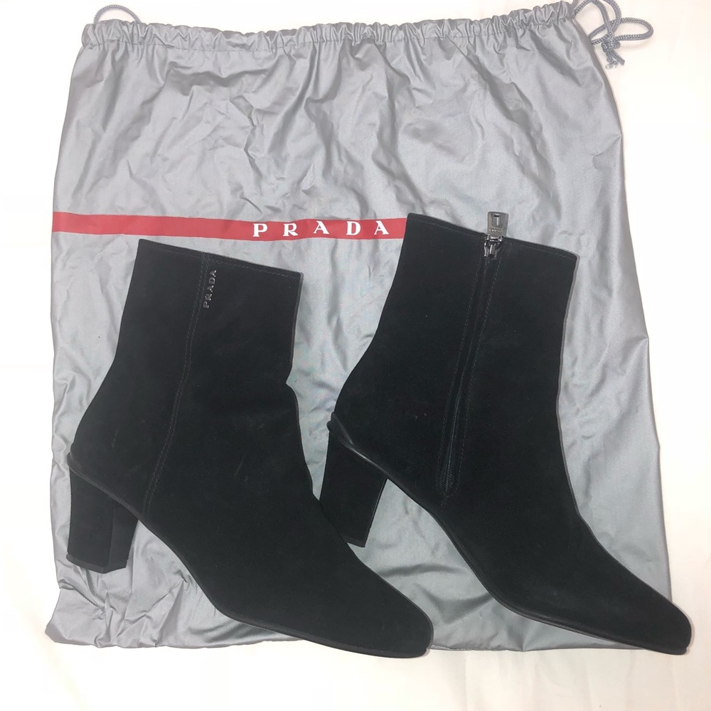 Prada Black Suede Ankle Boots - Picture 2 of 7